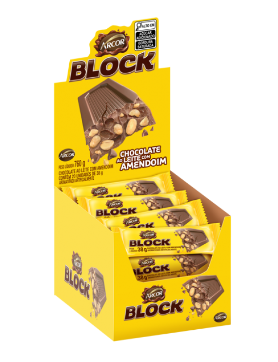 TABLETE ARCOR BLOCK AMENDOIM 20X38GR