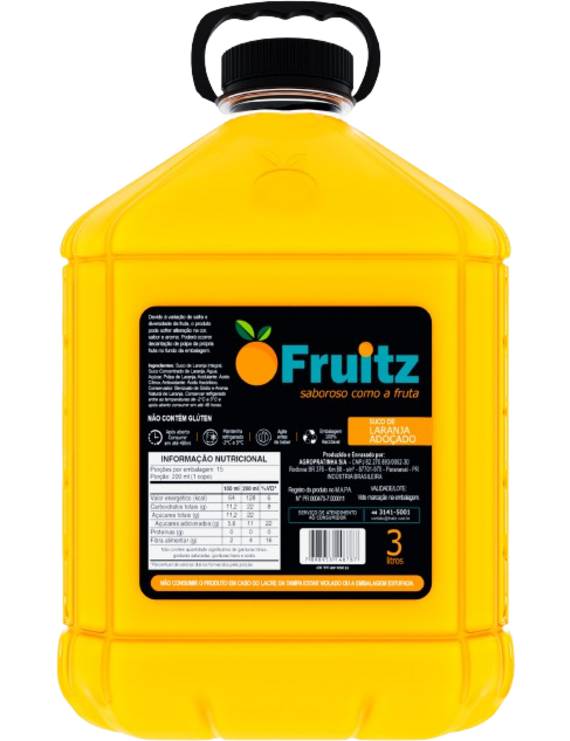 SUCO DE LARANJA ADOÇADO FRUITZ PET 3 LT