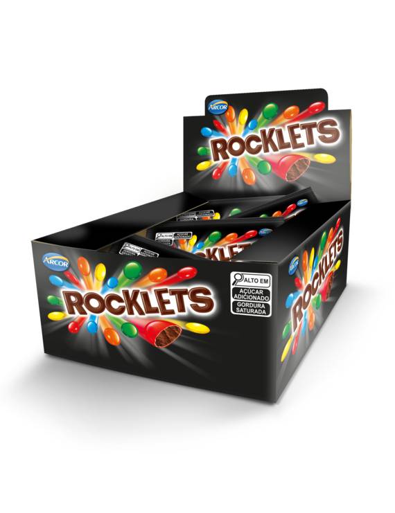 CONFEITO ROCKLETS CHOCOLATE 12X40GR