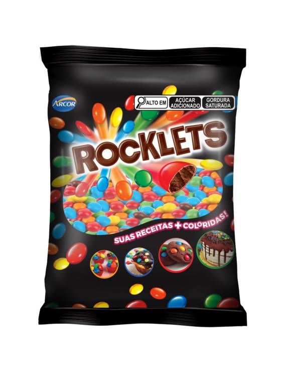 CONFEITO ROCKLETS CHOCOLATE 80GR