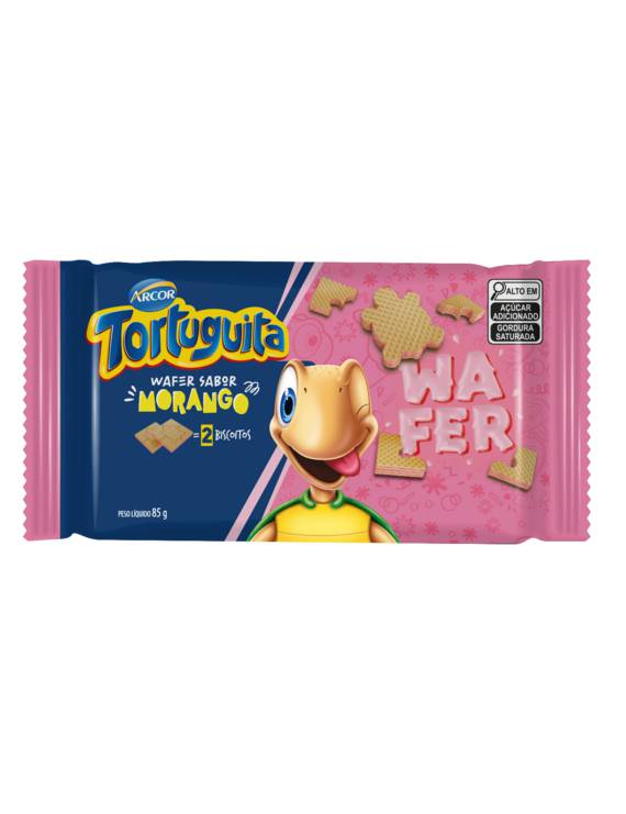 BISC WAFER TORTUGUITA MORANGO 85GR