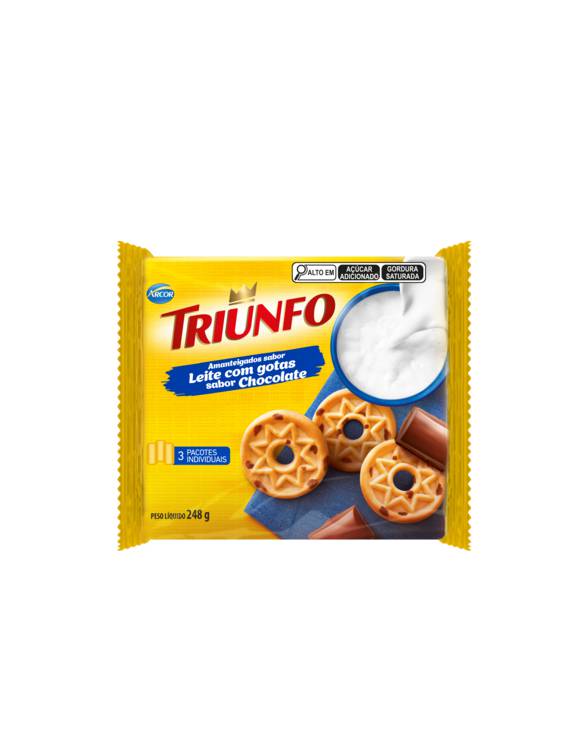 BISC TRIUNFO AMANT LEITE/GOTAS CHOC 248GR