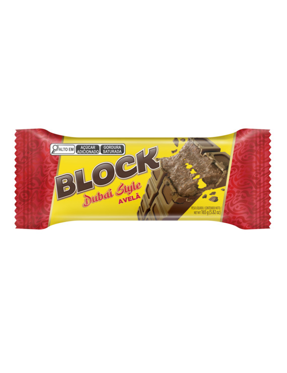 TABLETE BLOCK CHOCOLATE C/ AVELÃ 12X165G