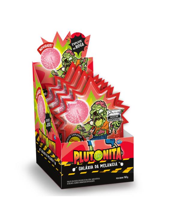 PIRULITO BOLA EXPLOSIVO PLUTONITA MELANCIA 15 X 11 G