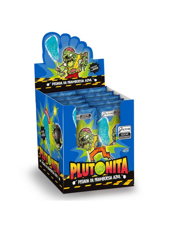 PIRULITO PÉ EXPLOSIVO PLUTONITA FRAMBOESA 24 X 5,5 G