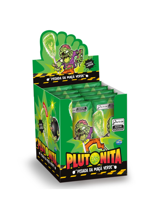 PIRULITO PÉ EXPLOSIVO PLUTONITA MAÇA VERDE 24 X 5,5 G